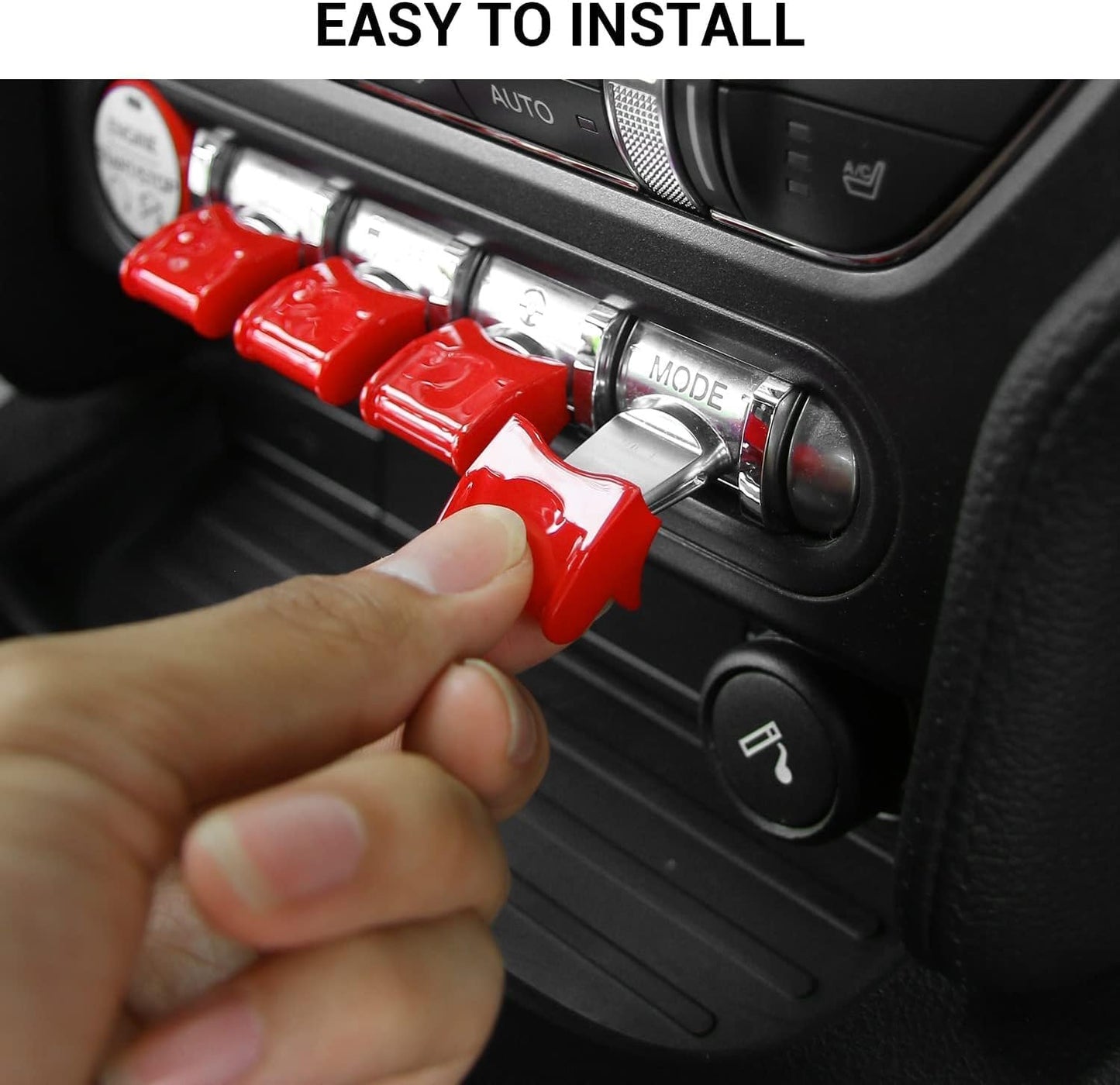 Center Console Dashboard Button Switch Cover Trim Compatible with Ford Mustang 2015-2020 Interior Accessories (Red)