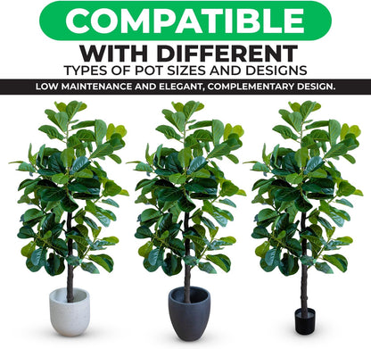 EcoFaux Artificial Fiddle Leaf Fig Tree 160CM Tall, Decorative Faux Plant, Fake Ficus lyrata Silk Trees, Artificial Plants for Home Decor in Office Corner Living Bedroom Kitchen Dining Room
