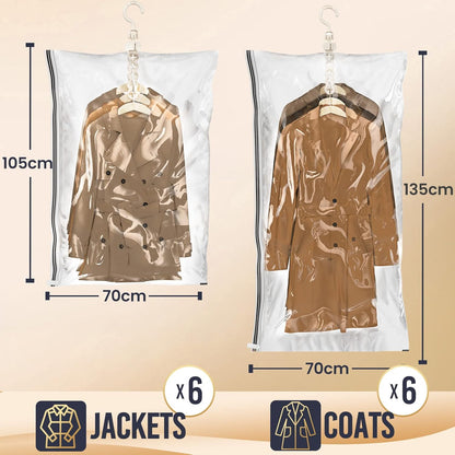 TAILI Vacuum Bags Clothes, Vacuum Bags Clothes Hanging, Vacuum Bags Clothes Coats, Jackets, Organize the Closet Vacuum Clothes 4 Pcs (2 x 135 x 70 cm) (2 x 105 x 70 cm)