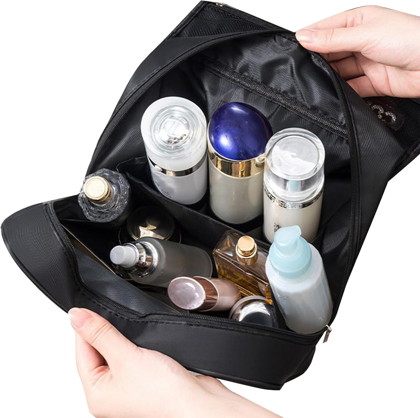 Portable Travel Toiletry Bag, Waterproof Makeup Organizer, Compartmented Storage, Lightweight Design, Multiple Pockets, Crafted from Polyester Material, 9.45x4.53x7.87in/9.45x4.53x17.72in