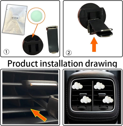 4 Pcs Cloud Air Vent Clips, Cute Cloud Car Unscented Air Fresheners Vents Clips Funny Car Diffuser Vent Clips Car Interior Decor Charm Cute Car Accessories Car Decoration