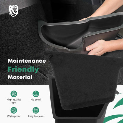 YHTAUTO 2 Pcs Trunk Side Organizer Storage Box with Lids Fit for Tesla Model Y Accessories 2022 2023 2024 Rear Trunk Storage Bins Flocking Waterproof Odorless (For 5-Seater, Not For 7-seat)