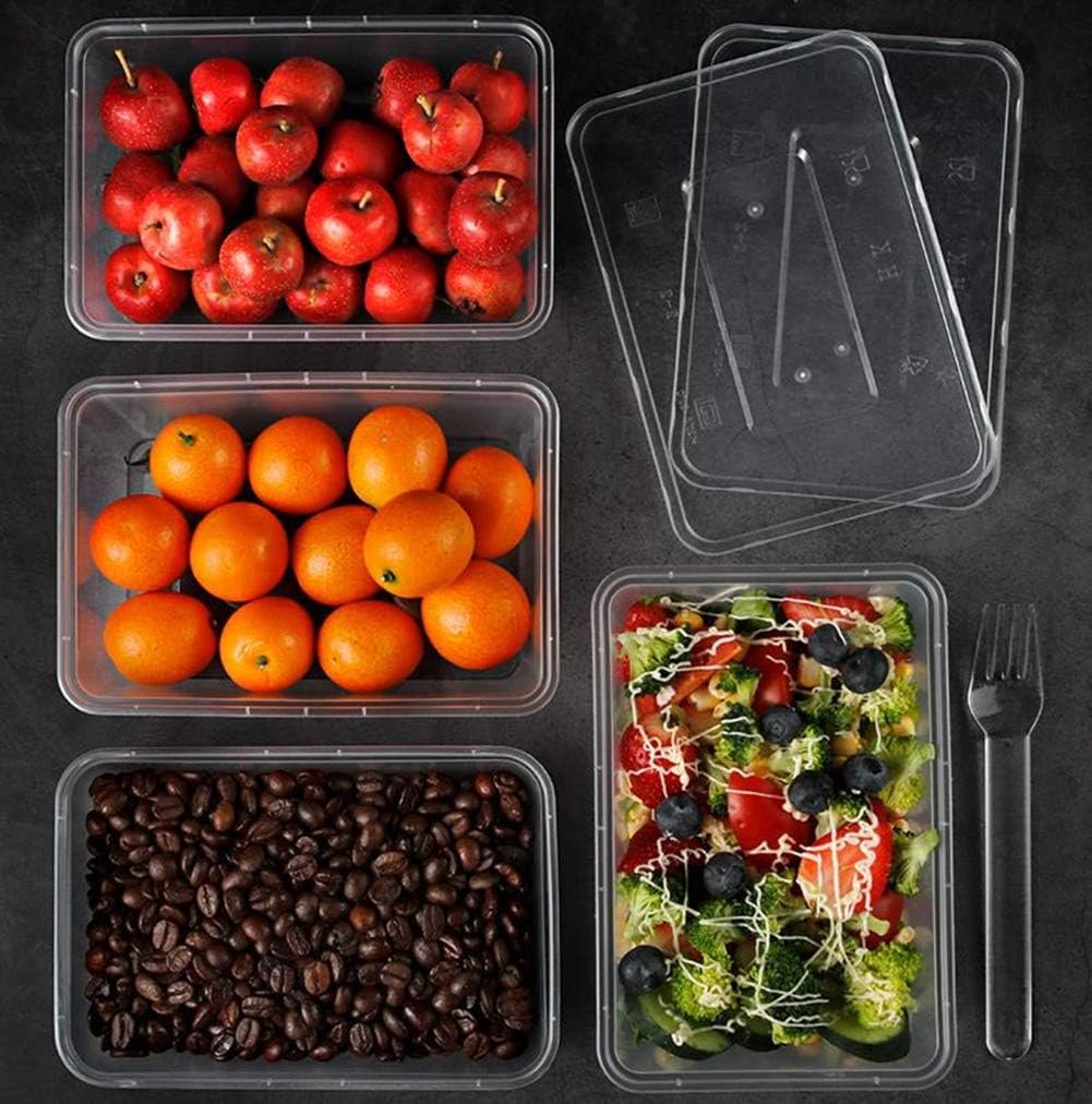 HOMEE HOMEE Meal Prep Containers, 50 Pack- 26oz Plastic Storage Food Containers with Lids, Disposable Bento Box BPA Free, Reuse, Refrigerator Safe, Microwave, Dishwasher Safe (White)