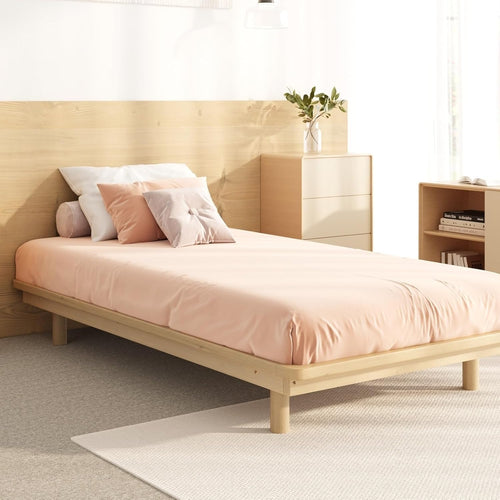 Oikiture Single Bed Frame Solid Wood Frame Platform Bed Wooden Bed Base