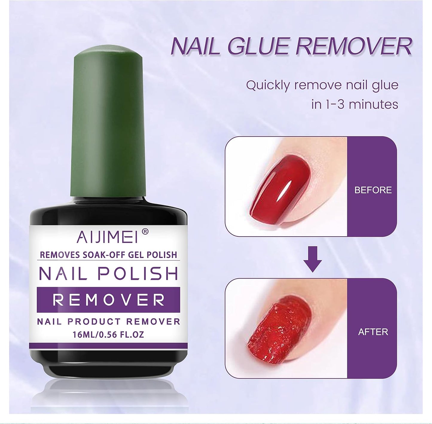 AIJIMEI Gel Nail Polish Remover-15ml/0.5fl.oz Nail Gel Polish Remover Kit Remover Quickly Nail Care with Nail Glue Remover,Nail Cuticle Oil,Nail Polish Remover Pads for Nails