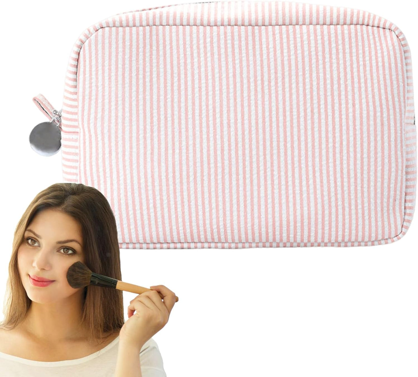 Travel Makeup Bag, Large Capacity Toiletry Bag, Polyester Portable Pouch, Durable Material, Secure Zipper, Lightweight Design, Water Resistant, Perfect for Gym, Beach, 8.66x5.91x3.54 inches