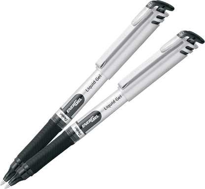 Pentel EnerGel Liquid Gel Rollerball Pen with Cap to Protect Pockets, Everyday Writing, Office Supplies, School Supplies, 0.7mm Medium Point, Black Ink, BL17BP2-A, 2 Pack