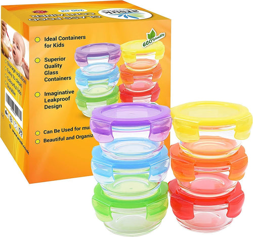 ARSUK Small Glass Food Storage Container With Lids 200ml/7oz - 6PCS Glass Mixing Bowls Set - Mean Prep Containers - Leakproof & Airtight, BPA-Free, Microwave, Oven & Freezer Safe