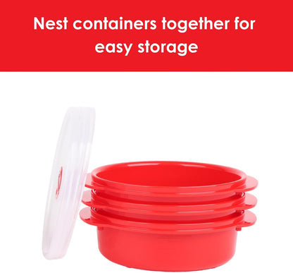 Decor Microsafe Round Storage Container, 750ml Capacity, Red