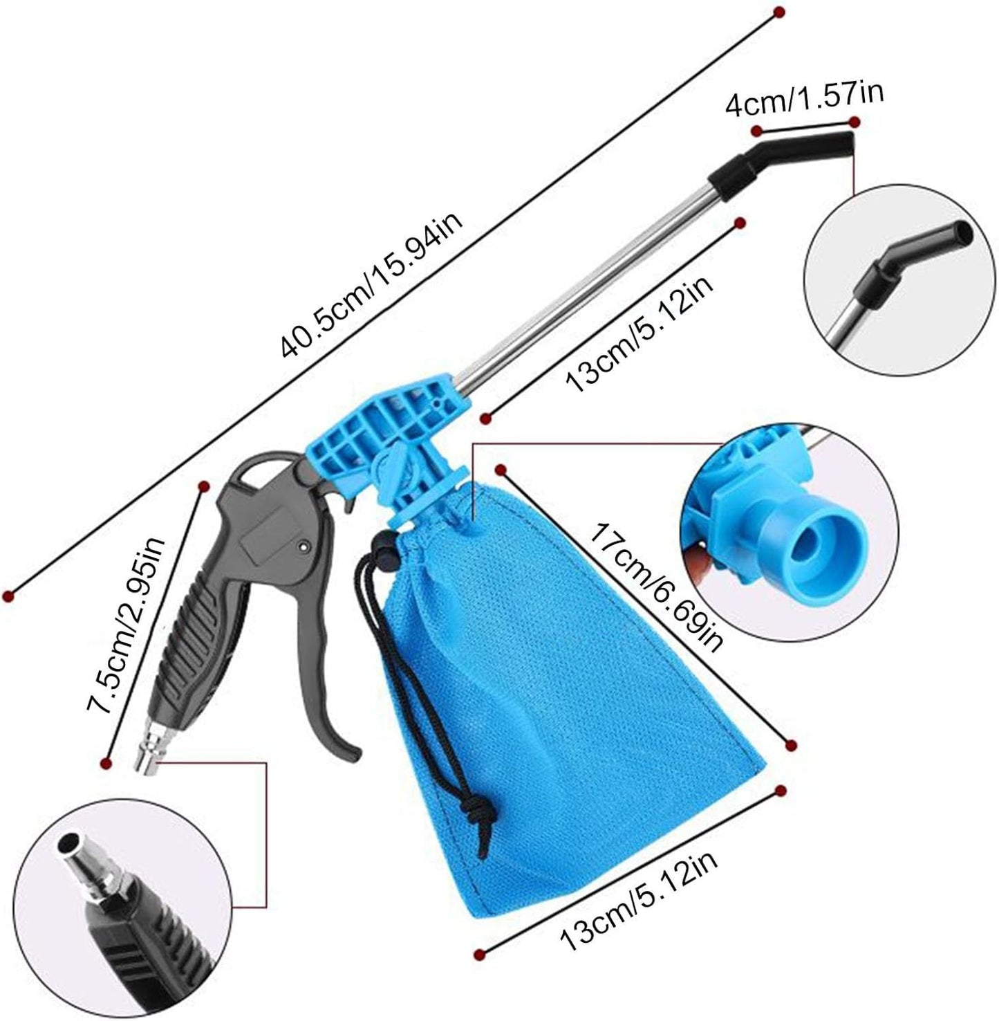 Qzdtue Auto Cleaning Air Blower, Cordless Dryer, Ampio Caliber Blower Tool, Ergonomic Handle, Lightweight, Powerful Cleaner for Industrial, Workshop, Garage, Auto Detailing