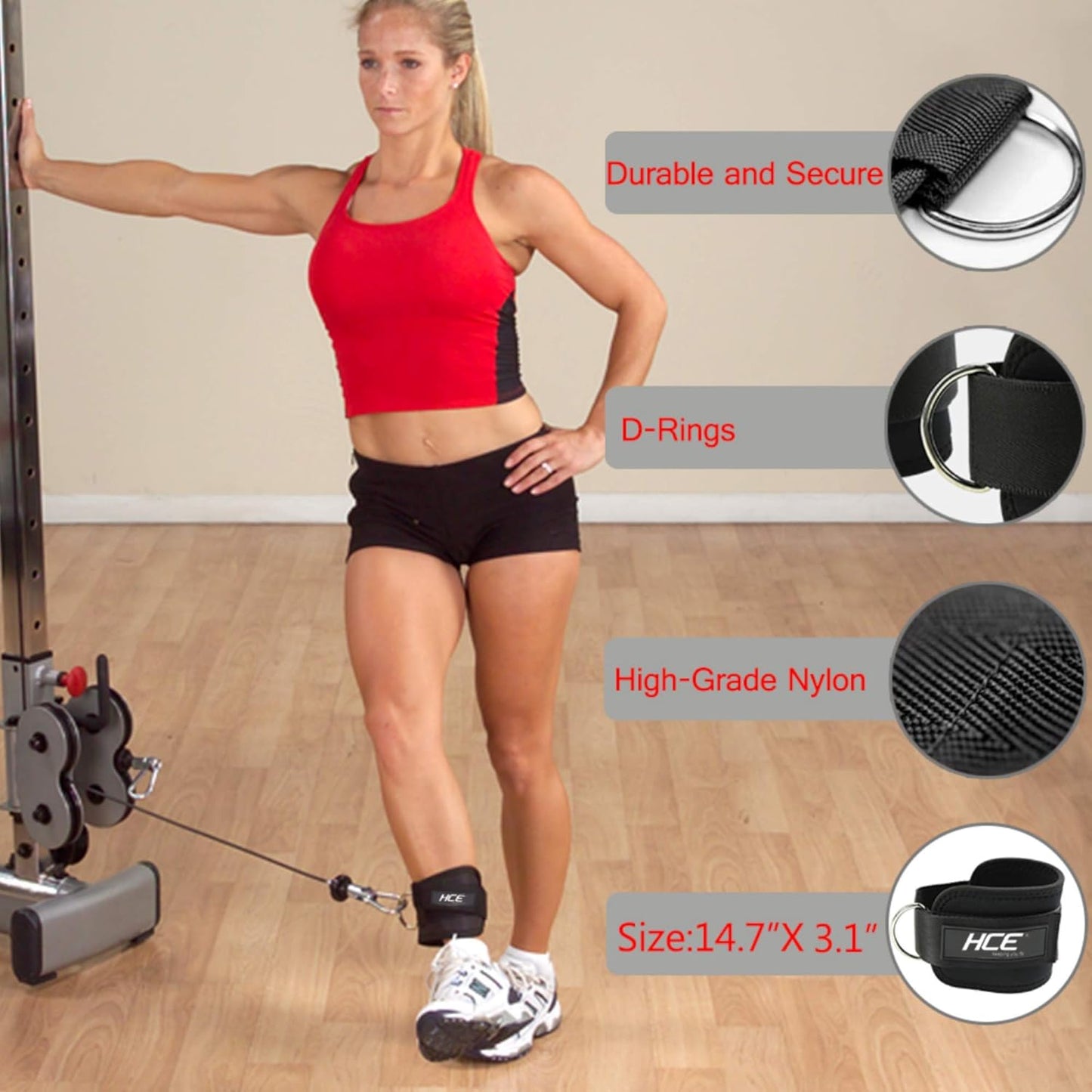 HCE 7-Pc Barbell Squat Support Pad with Straps, Hip Thrust Foam Cushion Pads, Thick Barbell Foam Cushion with 2 Gym Ankle Straps, Booty Hip Band and Carry Bag - Bodybuilding Home & Commercial Gym Accessories
