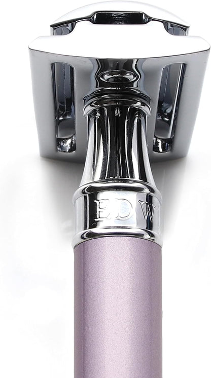 Edwin Jagger Double Edge Safety Razor, Heather, Long Handle, 5 blades