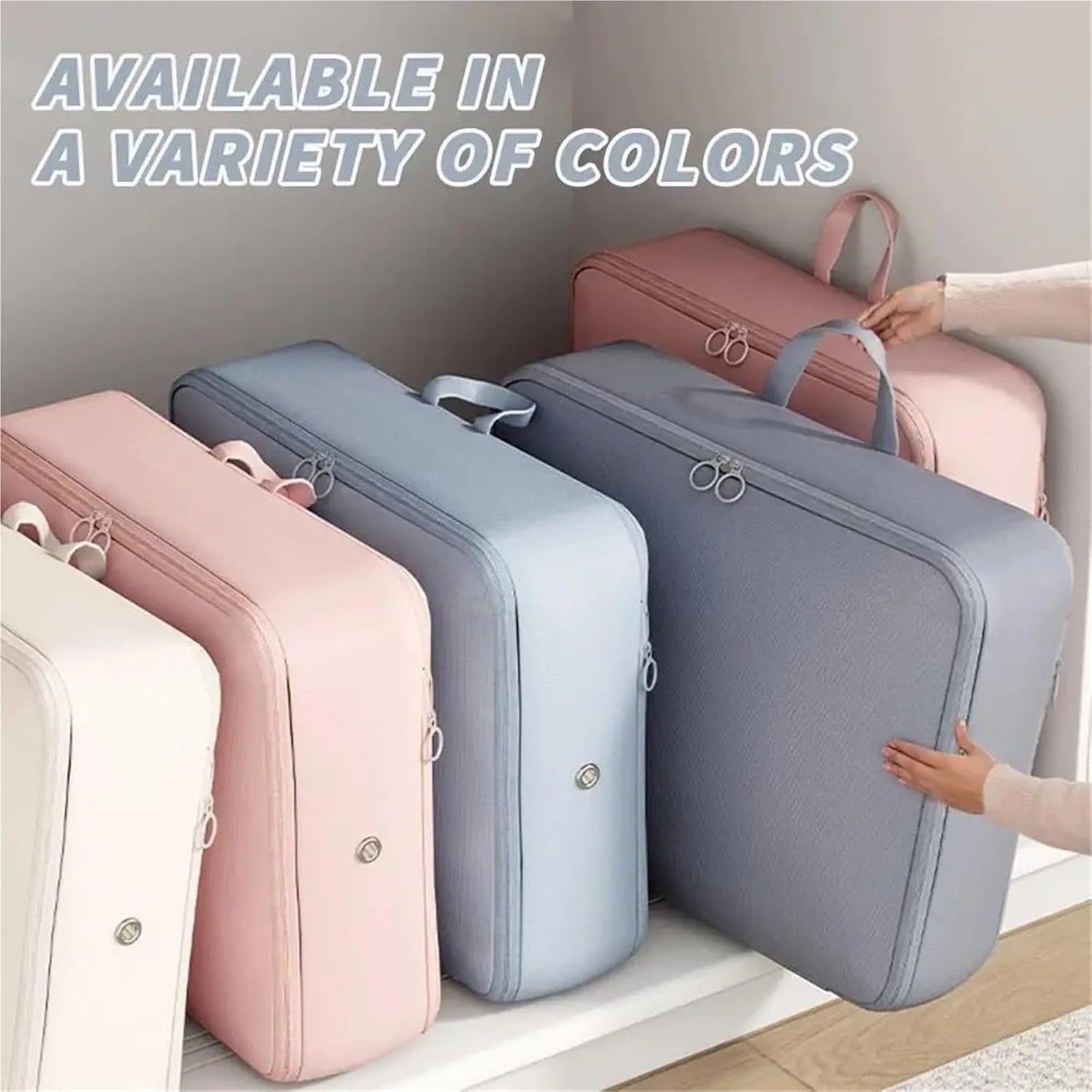 Baskets for closet organization 4PCS/set Compression Packing Clothes Down Jacket Cotton Quilt Storage Foldable Large Capacity Expansion Organizer Bag(Gray)
