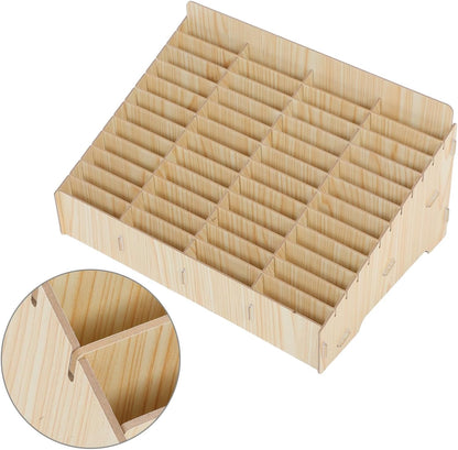 Luxshiny 48 Wooden Phone Organizer with Compartments Desktop Storage Box for Office School and Classroom Efficient Mobile Device Management and Enhanced Workspace Organization