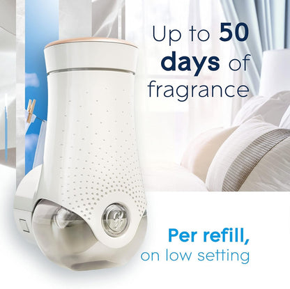 Glade PlugIns Air Freshener Starter Kit, Scented and Essential Oils for Home and Bathroom, Clean Linen, 2 Warmers and 6 Refills