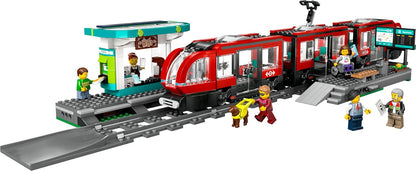 LEGO® City Downtown Tram and Station 60423 Playset for Tramcar and Toy Train Fans Aged 7 Plus, Christmas Toy for Kids, 6 Minifigures and a Guide Dog Figure for Role Play