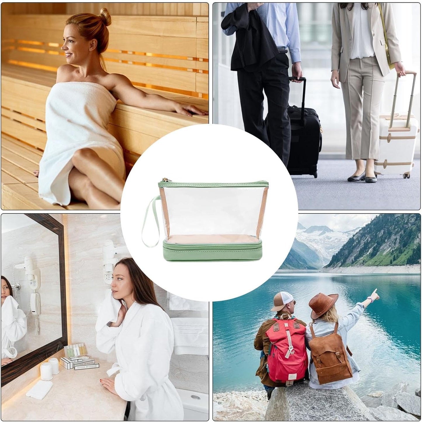 Gungtj Travel Backpack, Portable Transparent Makeup Holders, Cosmetic Storage Organizer, 8.66 x 3.54 x 6.3 Inches, Vanity Case For Traveling Needs, Toiletries Accessories, green, Please refer to