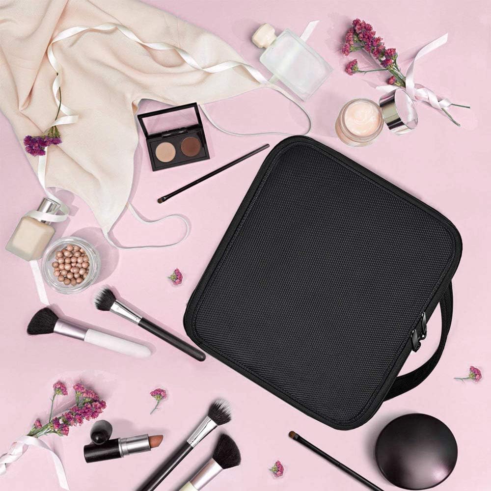 SlowTon Makeup Bag Organizer, Travel Cosmetic Bag with Adjustable Dividers, Portable Storage Case for Cosmetics Makeup Brushes Toiletry Jewelry Digital Accessories(Black,M)