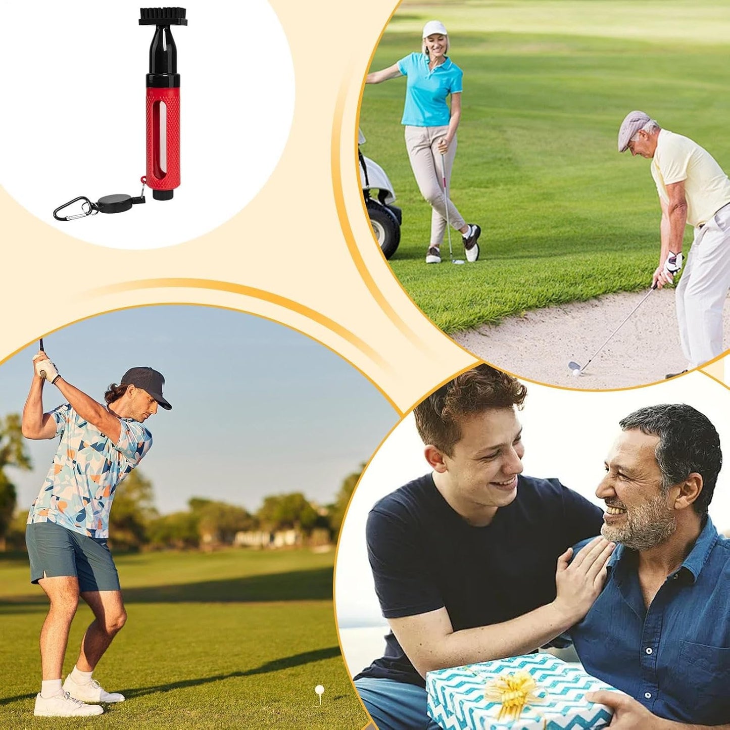 Golf Club Cleaner, Portable Brush, Multifunctional Cleaning Tool, ABS Waterproof Regripping Supplies, Essential for Practice Range and on-The-Go Maintenance, 20 x 4 cm