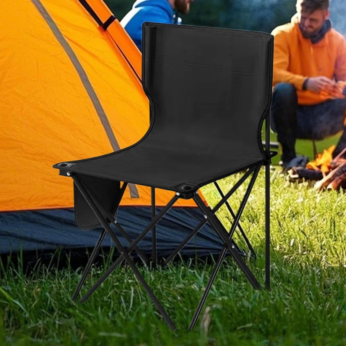 Nuytghr Foldable Camping Chair, Portable Beach Seat, Outdoor Travel Gear, 37 x 37 x 58 cm, Compact Storage Bag, 286 Lbs Weight Capacity, for Picnic, Festival, Hiking, Fishing, or Backpacking Use