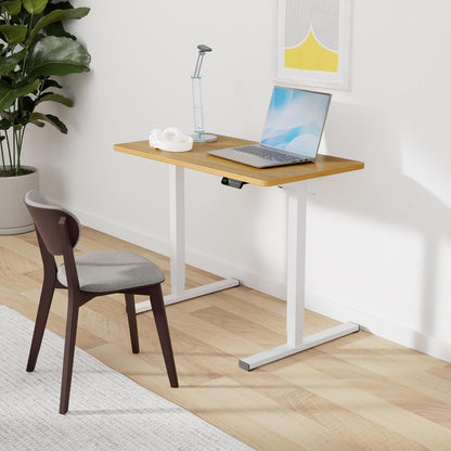 FLEXISPOT Standing Desk Quick Assembly Electric Sit Stand Desk Whole-Piece Desktop Ergonomic Memory Controller Adjustable Height Desk(White Frame + 40" Bamboo Texture Desktop)