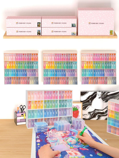 Forever Young 60pcs Diamond Art Storage Containers Trays & Stand, Diamond Painting Accessories, 2-in-1 Diamond Art Trays & Storage, Non-Foldable, Adults