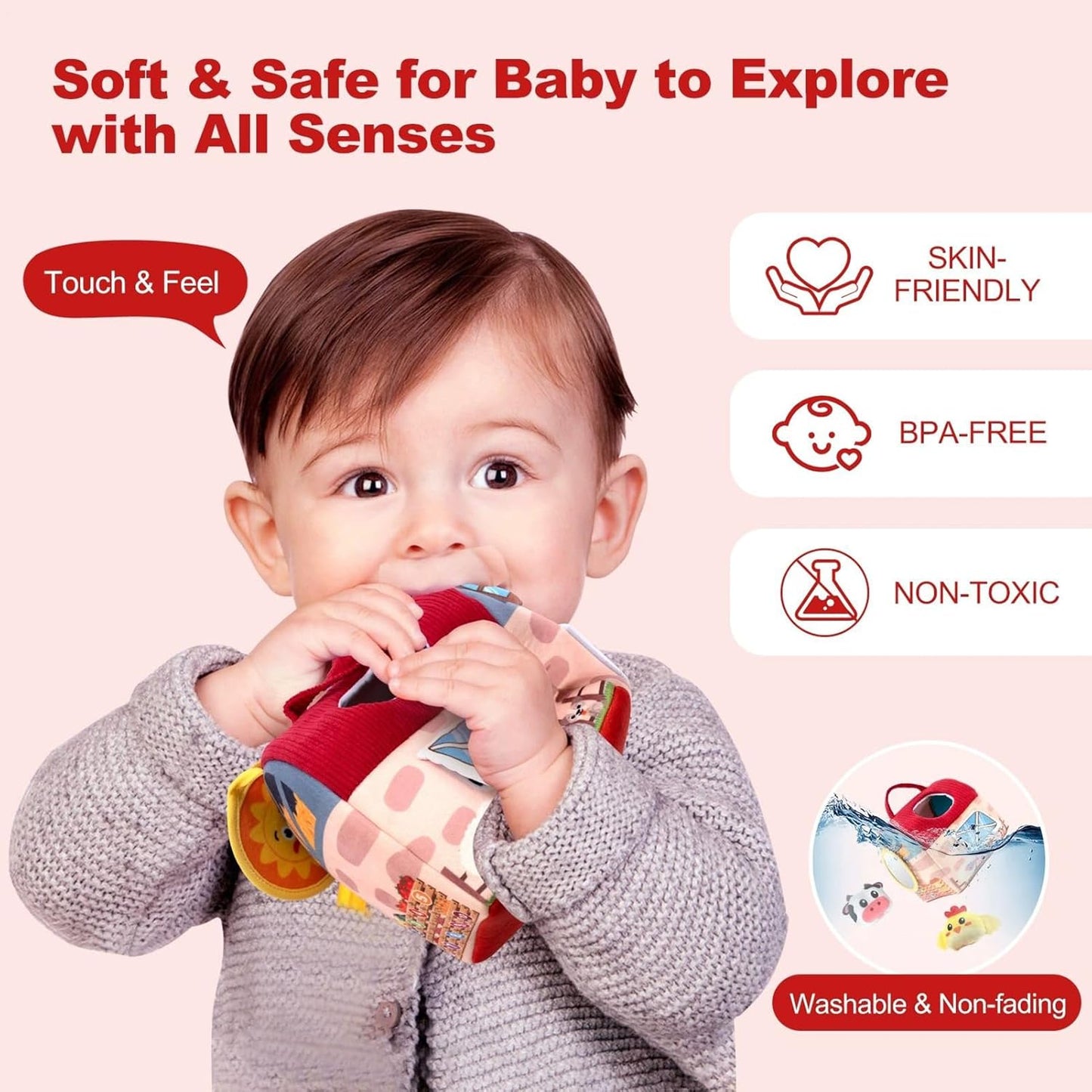 Générique Plush Barn Farm Animals, Stuffed Toy Pretend Play Set, Fun Learning Child Safe Hand Development with Mirror for Kids, Toddler, Boys, Girls, Preschool Children