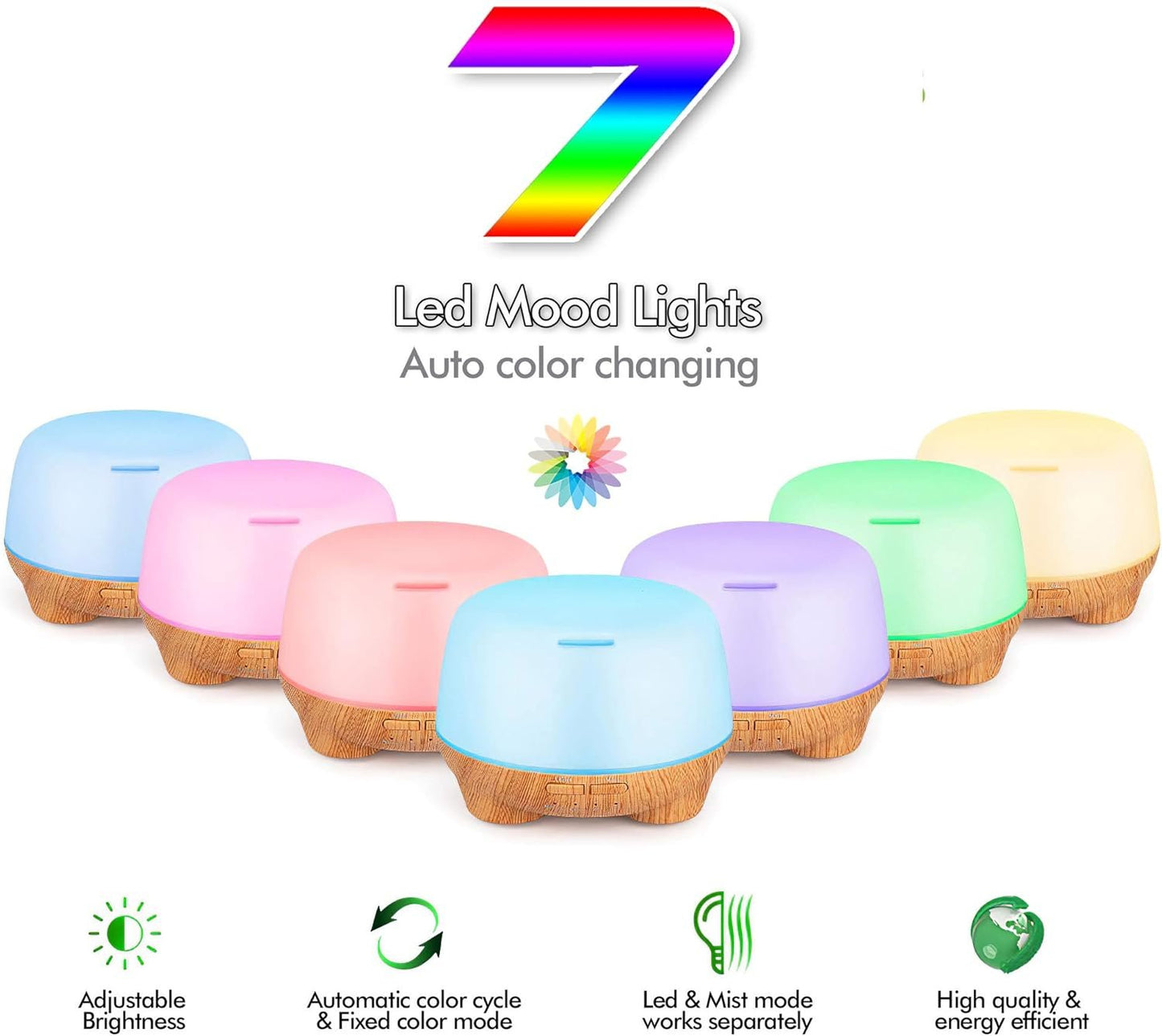 SK Depot Essential Oil Diffuser 500ml Ultrasound Aromatherapy Diffusers Remote Control Air Quiet Diffuser Aroma Diffusers Humidifier 7 Colors of Lights and for Bedroom Yoga Spa (Light Wood)