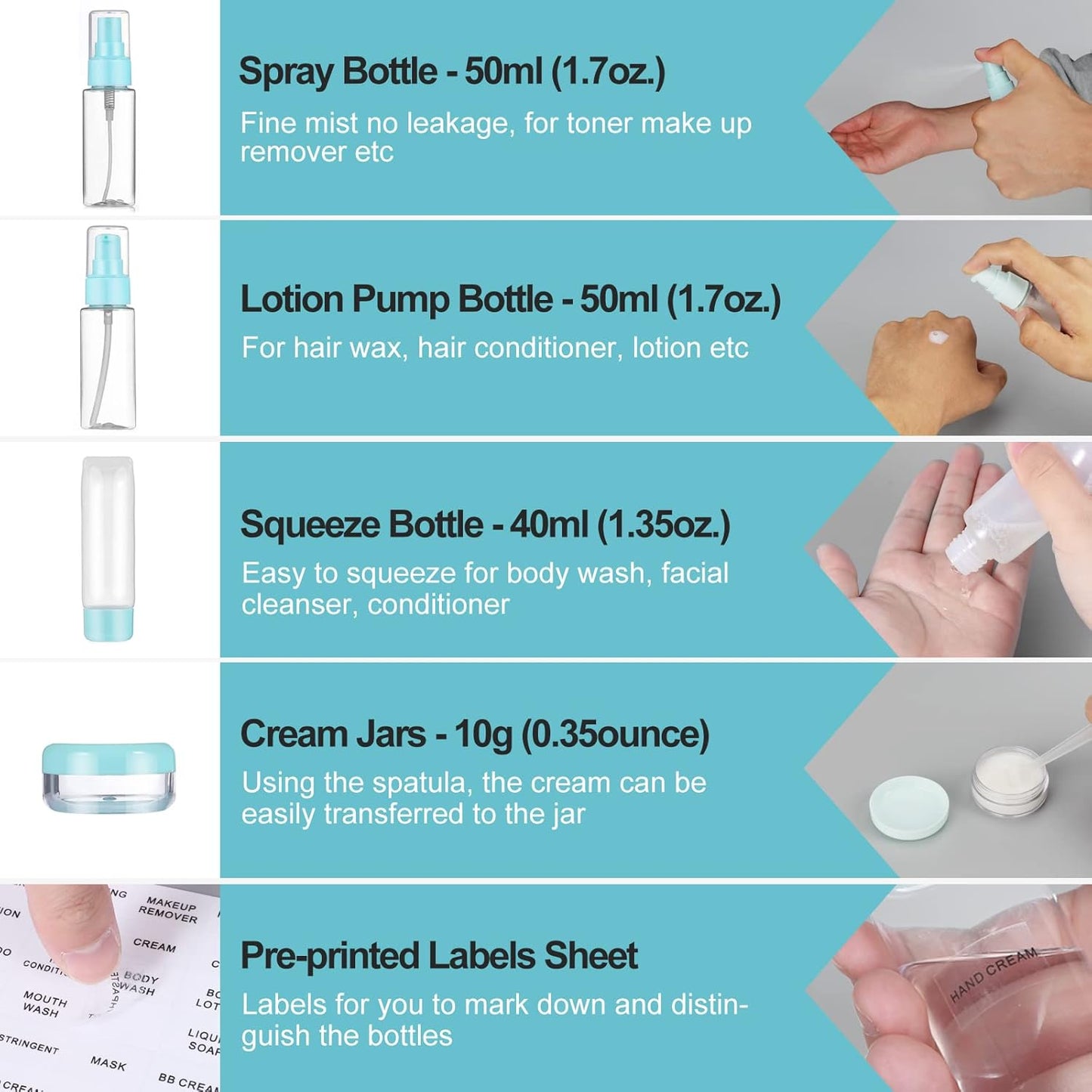 Tsa Approved Travel Toiletry Bottles Leakproof Containers Kit (BPA FREE) Travel Accessories Travel Bottles 12 Count Green-12