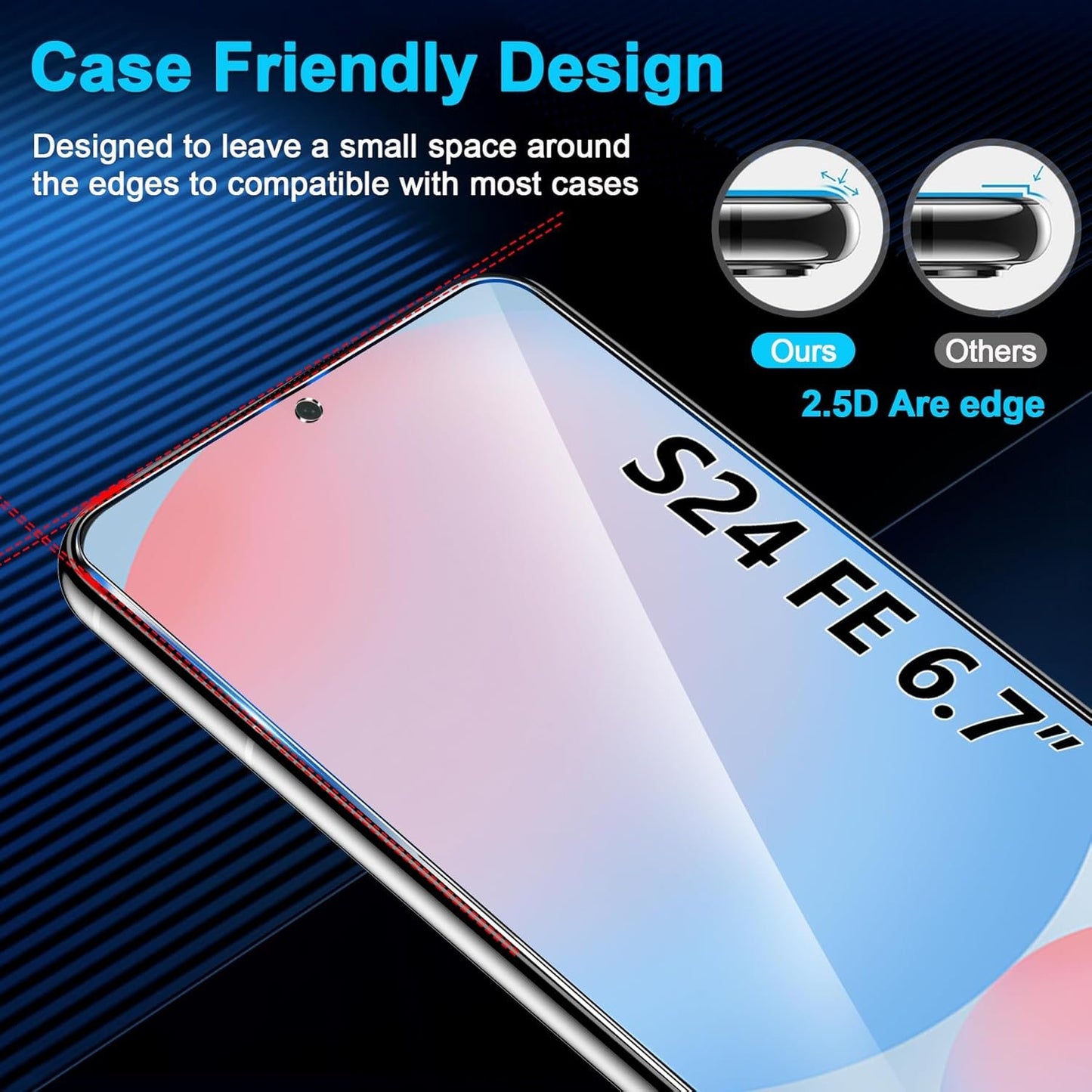 3 Pack Tempered Glass Screen Protector for Samsung Galaxy S24 FE 5G, Ultrasonic Fingerprint Unlock, HD Clear Case Friendly Scratch Resistant for Samsung Galaxy S24 FE Screen Protector