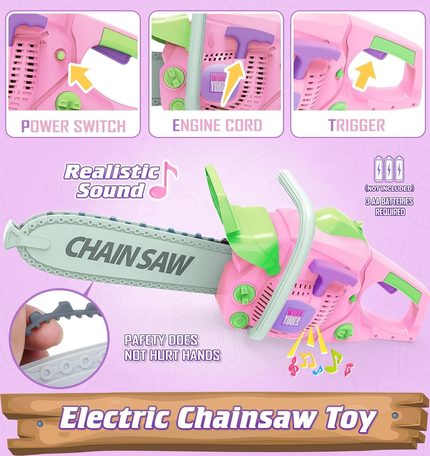 WishaLife Kids Tool Set - Pink Tool Set for Girls with Toy Chainsaw, Toy Drill, Construction Vest, Toddler Tool Set, Pretend Play Toy Tools Gift for Kids Ages 3 4 5 6 7 8 Years Old, OYG606-7