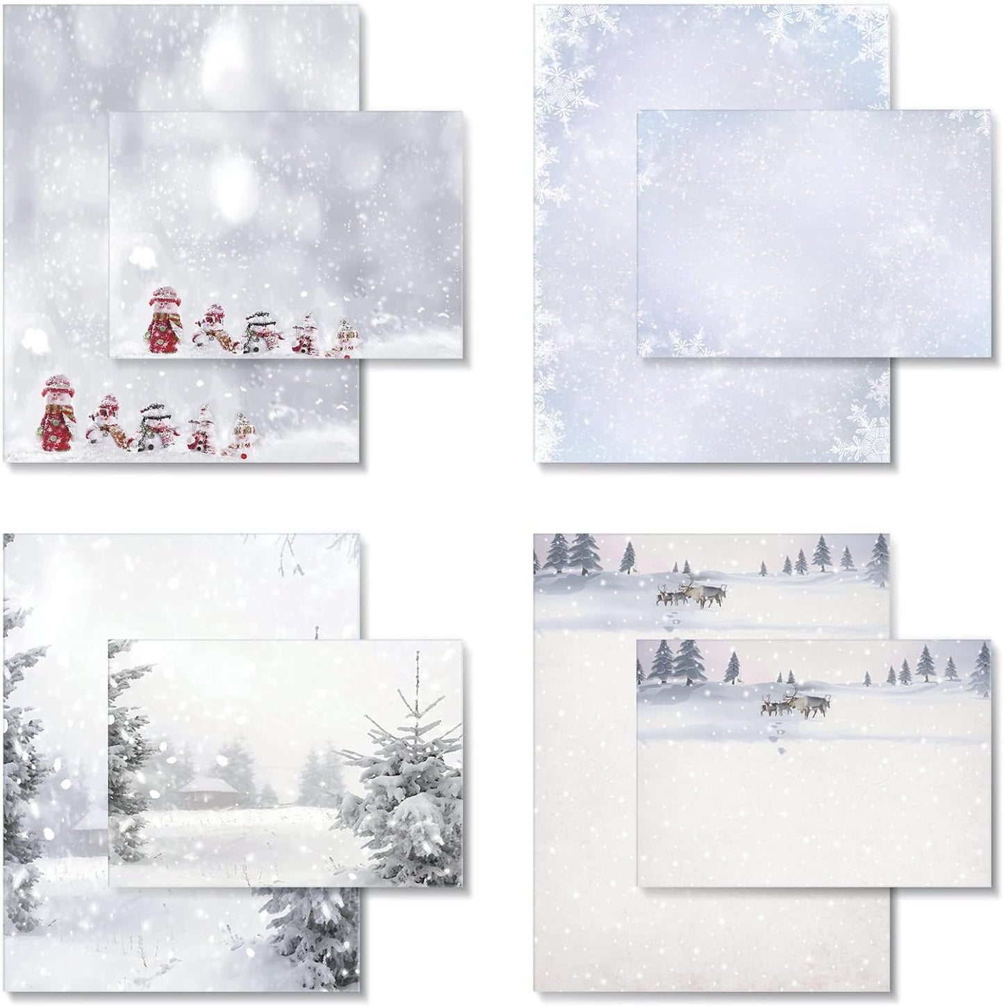 40 Pcs Winter Stationery Paper and Envelopes Set Christmas Stationery Paper Set 8.5 x 11 Inches, 20 Letter Writing Print Paper and 20 Vintage Envelopes