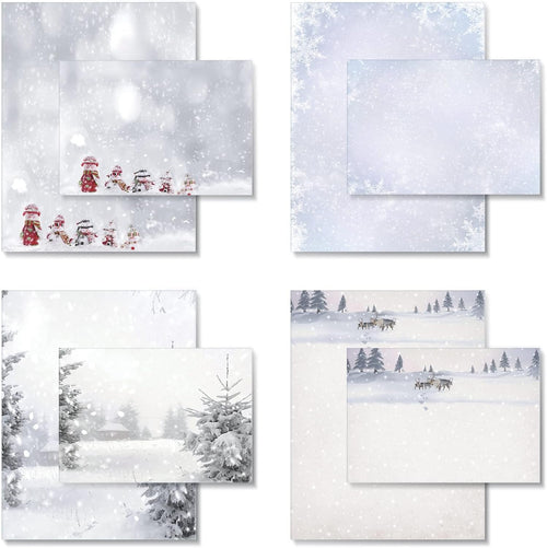 40 Pcs Winter Stationery Paper and Envelopes Set Christmas Stationery Paper Set 8.5 x 11 Inches, 20 Letter Writing Print Paper and 20 Vintage Envelopes