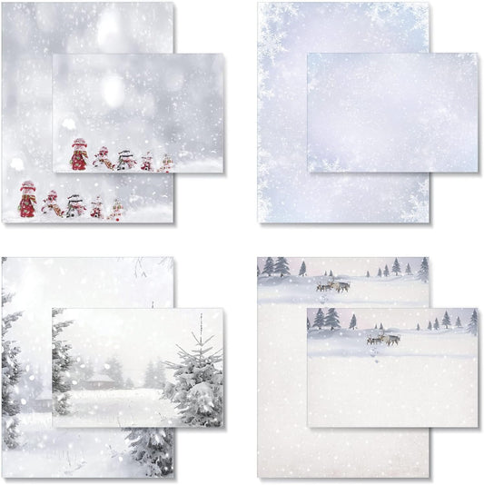 40 Pcs Winter Stationery Paper and Envelopes Set Christmas Stationery Paper Set 8.5 x 11 Inches, 20 Letter Writing Print Paper and 20 Vintage Envelopes