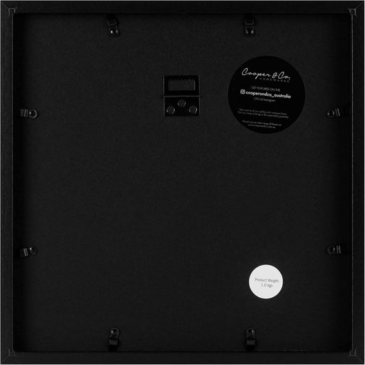Cooper & Co. Homewares 30 x 30 cm Matt to 20 x 20 cm Premium Paradise Wooden Photo Frame Set of 2 Pieces, Black