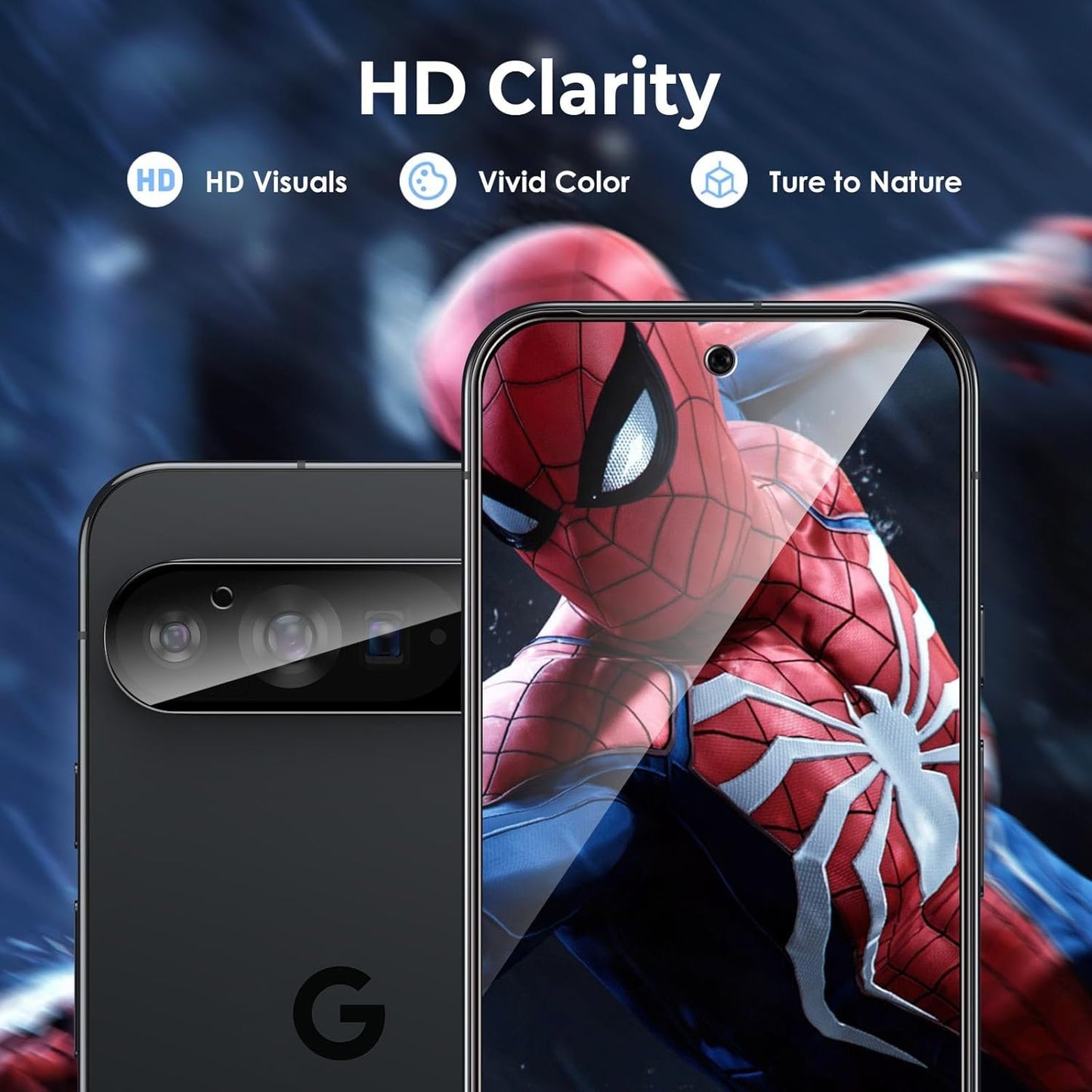 [2+2 Pack] LK 2 Pack Compatible for Google Pixel 9 pro XL Tempered Glass Screen Protector + 2 Pack Camera Lens Screen Protector, Easy Installation 9H Hardness glass film Anti-Scratch 6.8-inch