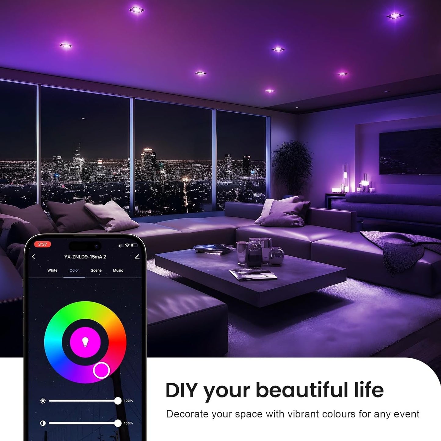 Enshine GU10 Smart Bulb, Warm to Cool White and RGB WiFi led Light Bulbs, Dimmable Colour Changing, Compatible with Alexa and Google Home, Music Sync, 5W(50W), 470 Lumens, No Hub Required, 4 Pack