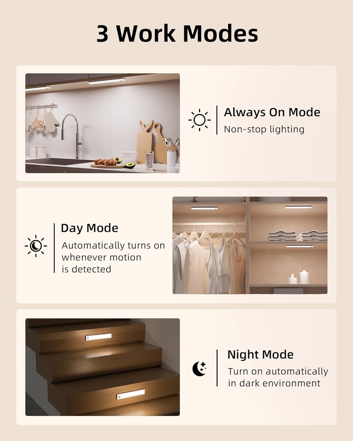EZVALO 6-Pack Under Cabinet Lighting with Charging Station, Rechargeable Motion Sensor Lights, 3 Color Temps, Dimmable 62 LED Wireless Motion Activated Cabinet Lights with Remote for Kitchen,Pantry