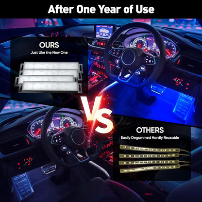 Honalia Interior Car Lights, 4Pcs Car LED Lights with Music Mode and Scene Options, Footwell Lighting for Car with Smart APP Control & USB Charger for Truck DC 5V