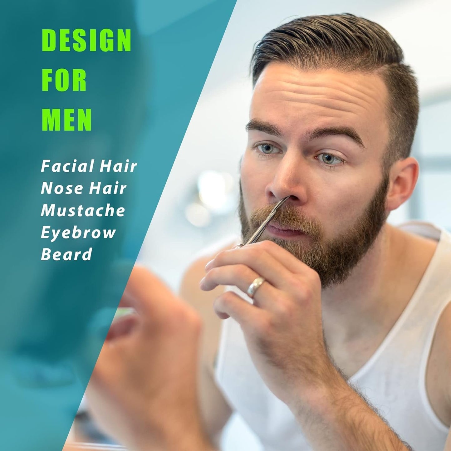 Facial Hair Small Grooming Scissors for Men Women - Eyebrow Hair Trimming Kit - Curved and Rounded Tip for Hair Cutting - 2PCS Silver