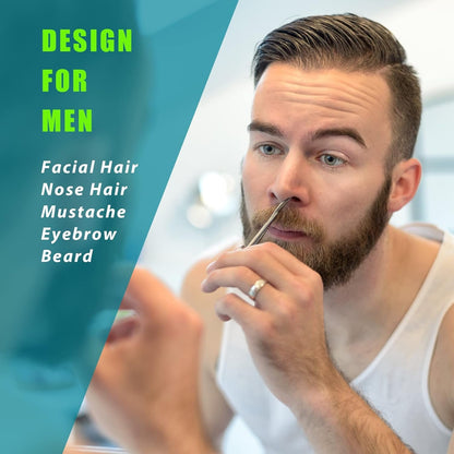 Facial Hair Small Grooming Scissors for Men Women - Eyebrow Hair Trimming Kit - Curved and Rounded Tip for Hair Cutting - 2PCS Silver
