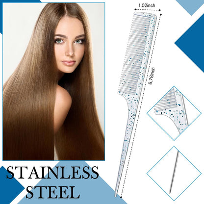 Geiserailie 3 Pcs Slick Back Hair Brush Set Bristle Brush Edge Control Teasing Comb for Women Black Hair(Clear Blue)