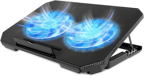 Laptop Cooling Pad with Adjustable Height, Dual 5.1" Quiet Fans & 2 USB Ports - Ergonomic Cooler Stand for 12"-15.6" Laptops (Dell, MacBook, HP, ASUS, Gaming)