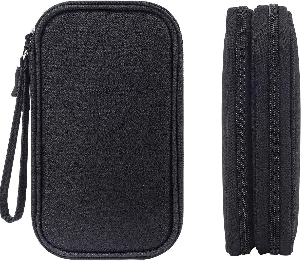 CAOODKDK Electronics Accessories Cases, Travel Cable Organizer Pouch Bag, Portable Waterproof Double-Layer All-in-One Storage Bag, Charger&USB Cable/Power Bank/Magic Mouse/Earphones (Black)