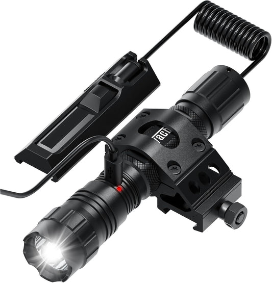 Feyachi 1500 Lumen LED Tactical Flashlight Rechargeable IPX7 Protection 4 Modes Weapon Light Picatinny Rail Flashlight Included with Pressure Switch
