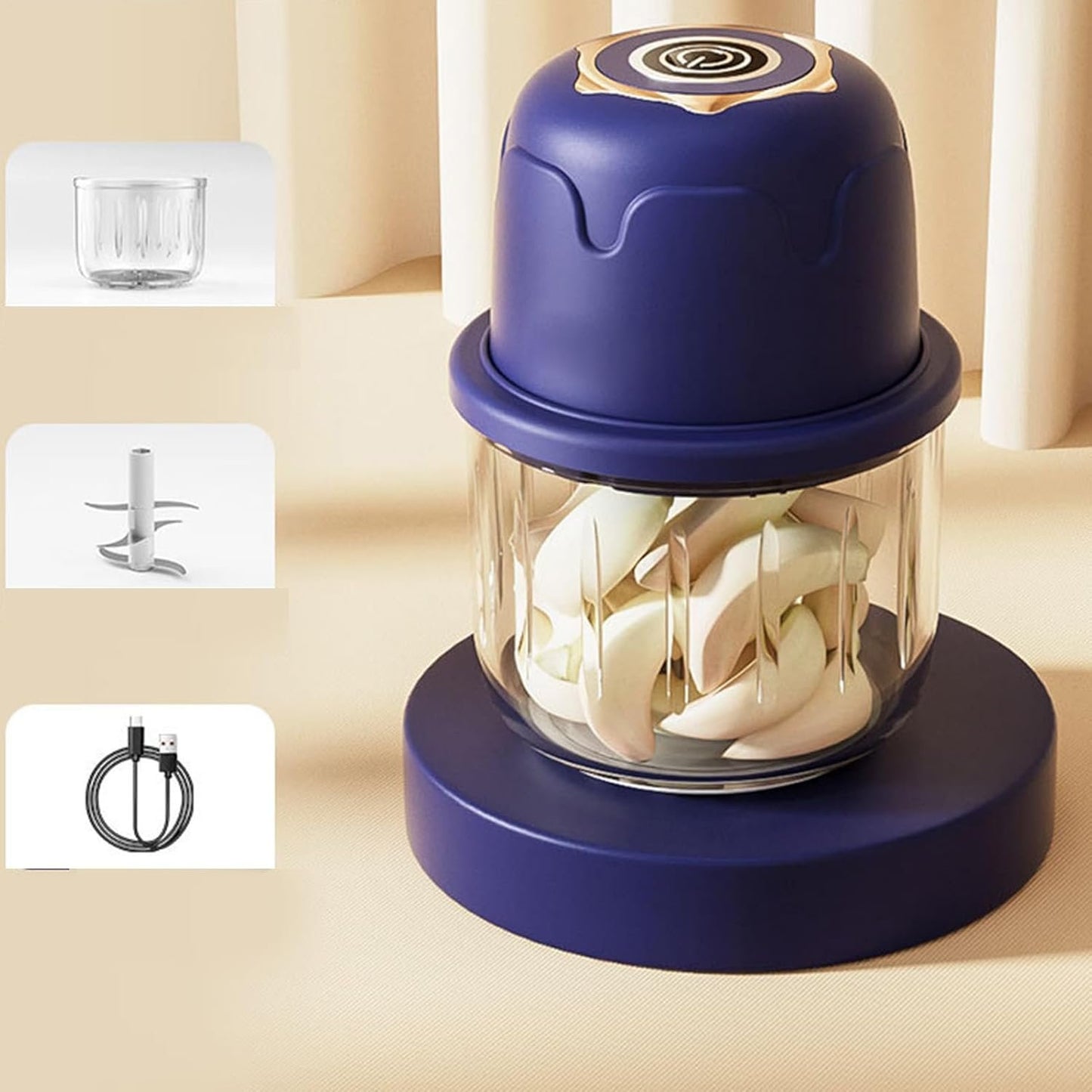Electric Onion Chopper - Easy To Use Garlic Grinder, Ginger Cutter | 350ML Mini Cordless Food Processor, Portable Vegetable Dicer, Easy Food Prep Tool For Mincing, Chopping, And Making Puree