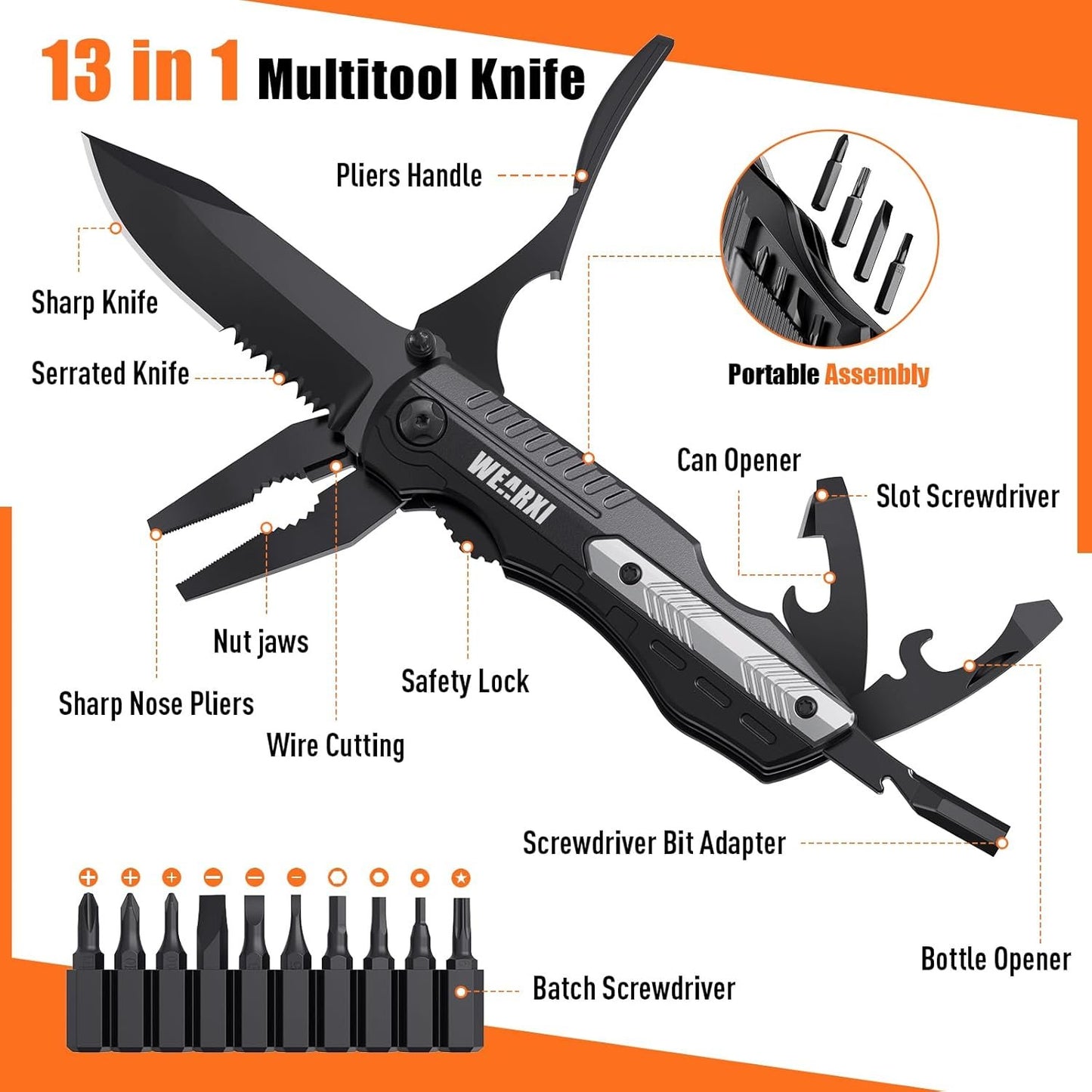 WEARXI Gifts for Men, Pocket Knife Multitool, Fathers Day Gift from Daughter Son Wife, Birthday Gift for Dad/Men/Him, Dad Gifts for Him, Cool Gadgets, Fathers Day Ideas, Camping Accessories