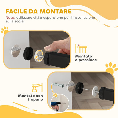 PawHut Safety Gate for Dogs Extendable 75-95 cm and Adjustable for Stairs and Doors, 76 cm High Steel and ABS Black