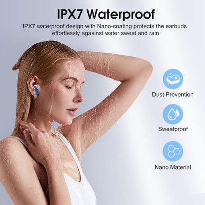 Wireless Earbuds, Bluetooth Ear Buds 5.4 Mini HiFi Stereo with 4 ENC Noise Cancelling Mics Wireless Headphones, 40H in Ear Earphones, USB C, IP7 Waterproof Bluetooth Headphones for Sports, Blue