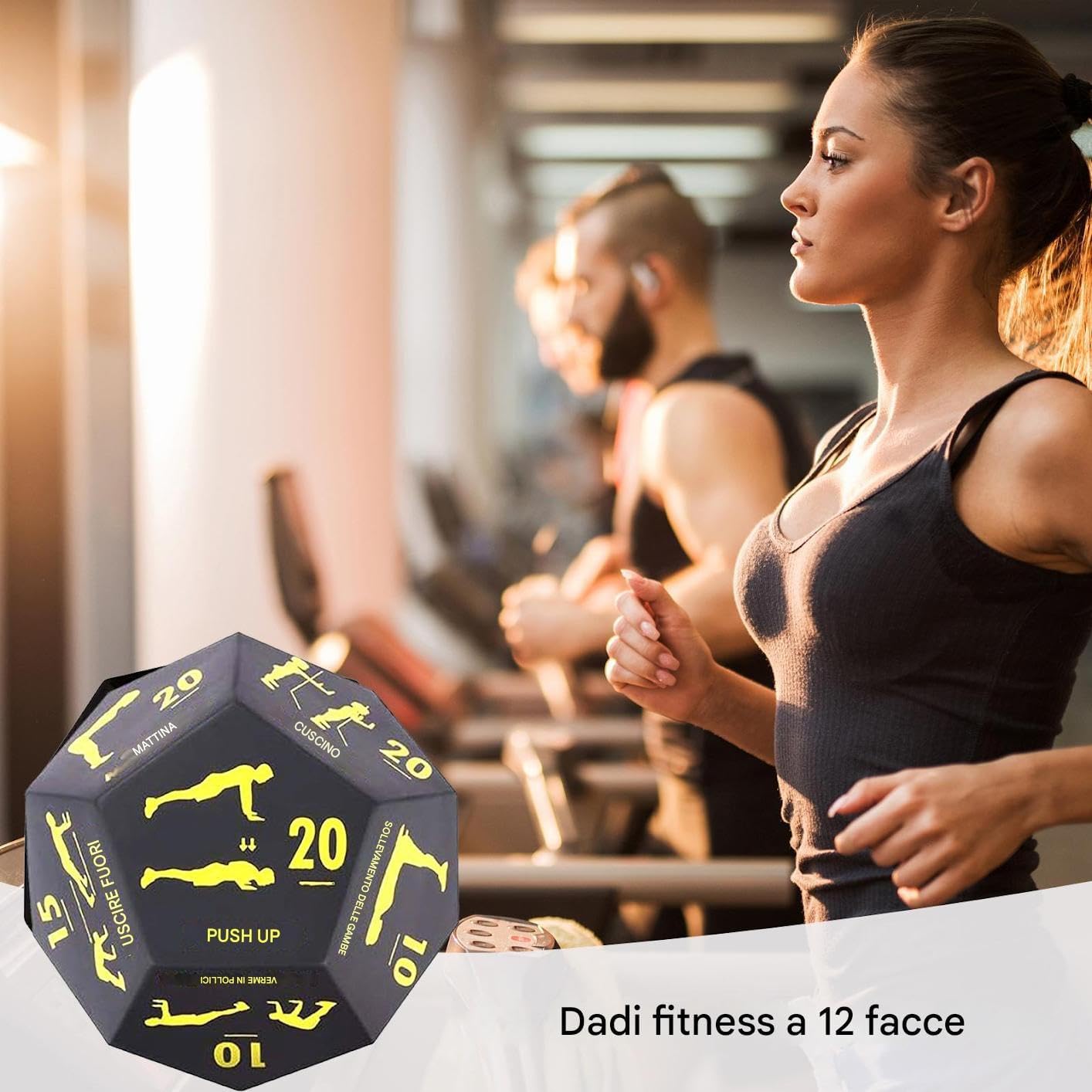 Fitness Dice, 12-Sided Exercise Game Tool, Strength Training Equipment, 4.72x3.94x3.94 Inches, Random Workout Challenge, Portable Fitness Gear, Home Gym Outdoor Travel Use
